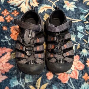 KEEN Kids Gray Sandals with Orange Accents